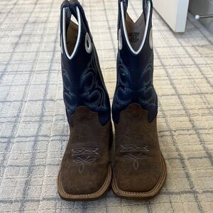 Brown and Blue Western Cowboy Boots